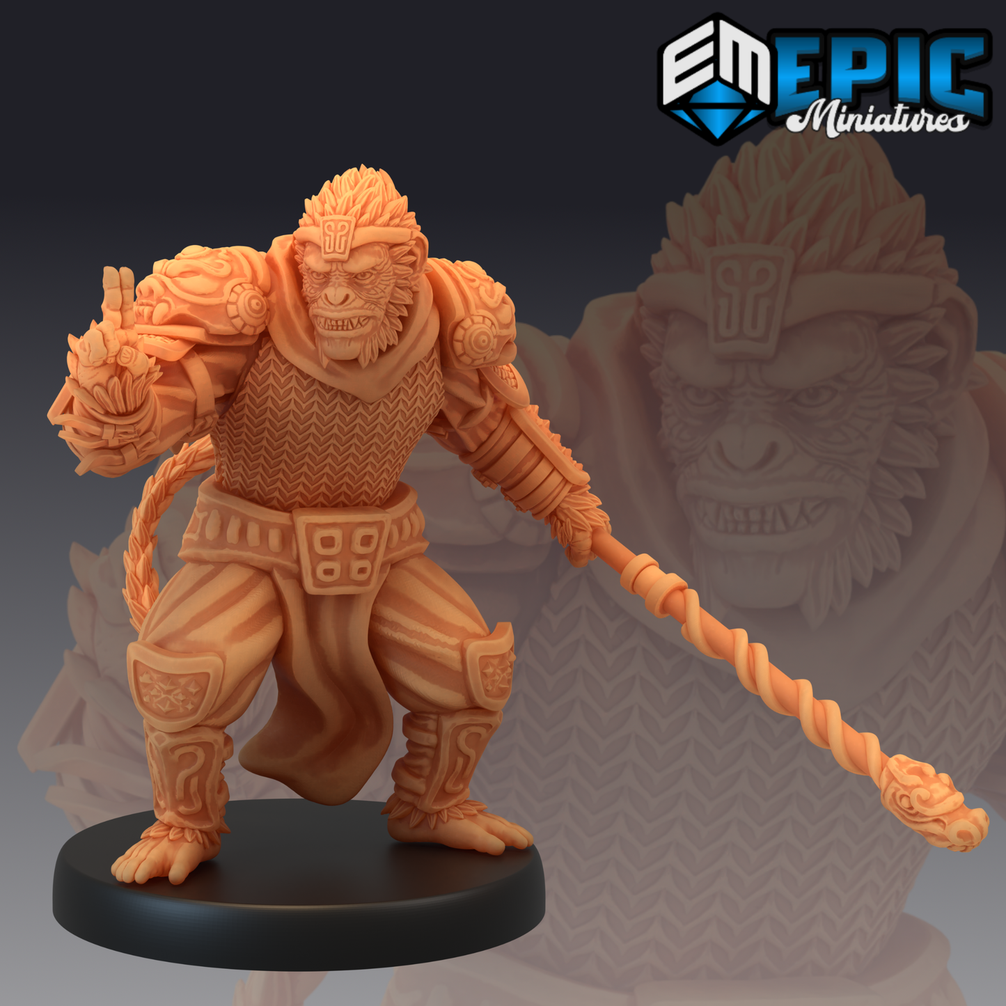 Monkey King 1 Miniature | Perfect For Tabletop Gaming - Tabletop RPG & D&D miniature. Perfect for wargaming & collectors.