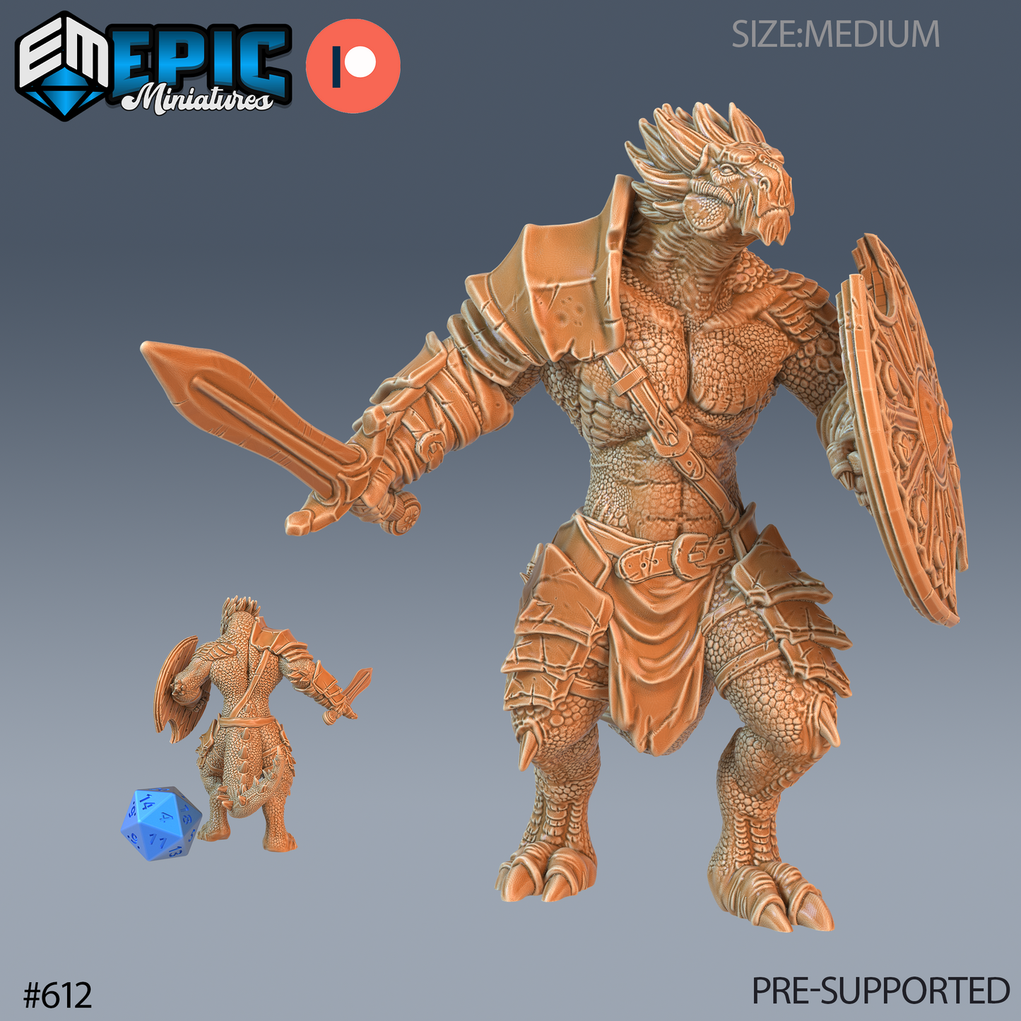 Dragonborn Gladiator 1 Miniature | Designed For Roleplaying Games - Tabletop RPG & D&D miniature. Perfect for wargaming & col