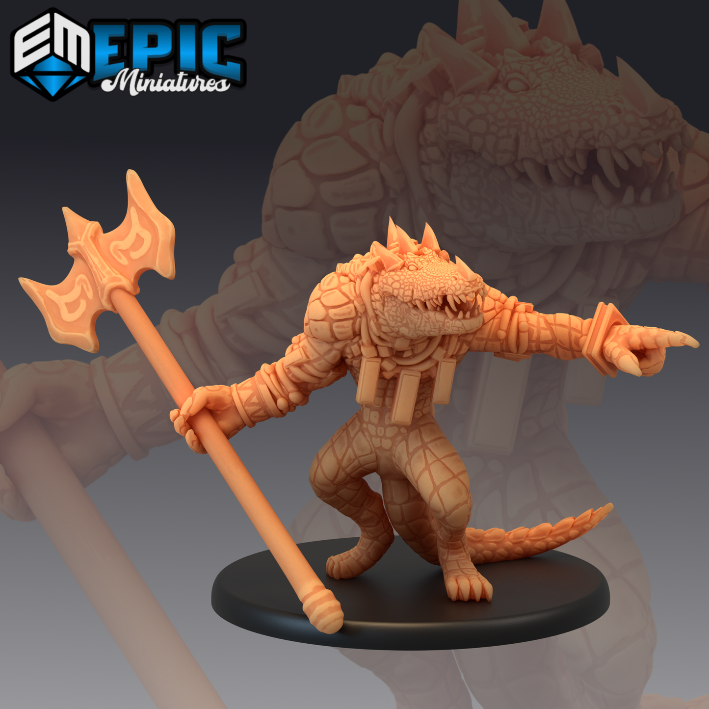 Crocodile Warrior 1 Miniature | A Must-Have For Miniature Collectors - Tabletop RPG & D&D miniature. Perfect for wargaming &