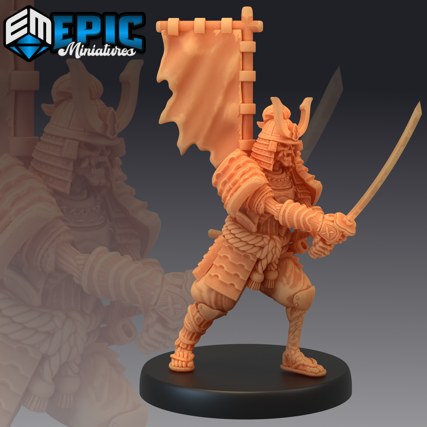 Undead Samurai 1 Miniature | Perfect For Tabletop Gaming - Tabletop RPG & D&D miniature. Perfect for wargaming & collectors.
