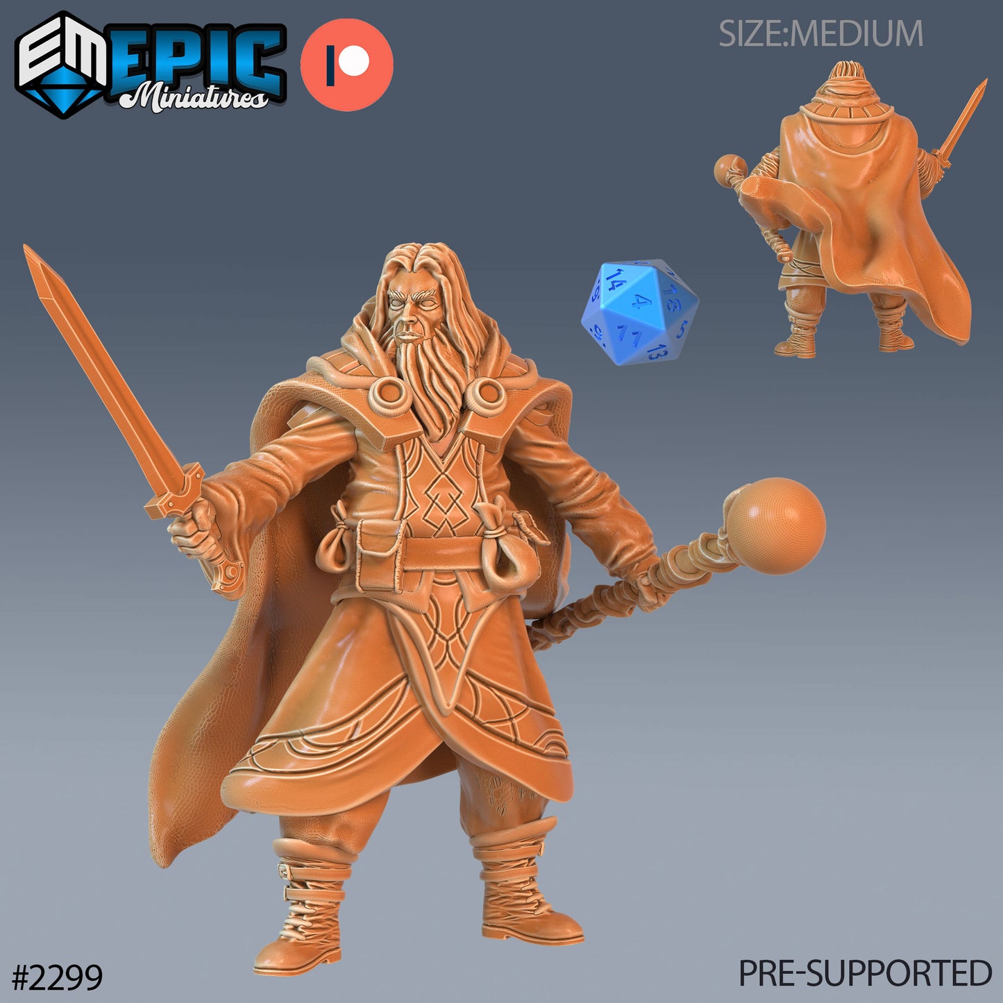 Wizard Adventurer 1 Miniature | Great For Fantasy Rpgs - Tabletop RPG & D&D miniature. Perfect for wargaming & collectors.