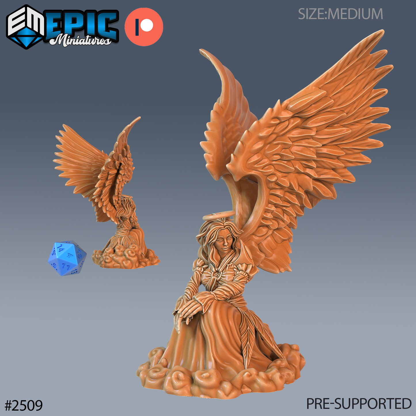 Female Angel 1 Miniature | Designed For Roleplaying Games - Tabletop RPG & D&D miniature. Perfect for wargaming & collectors.