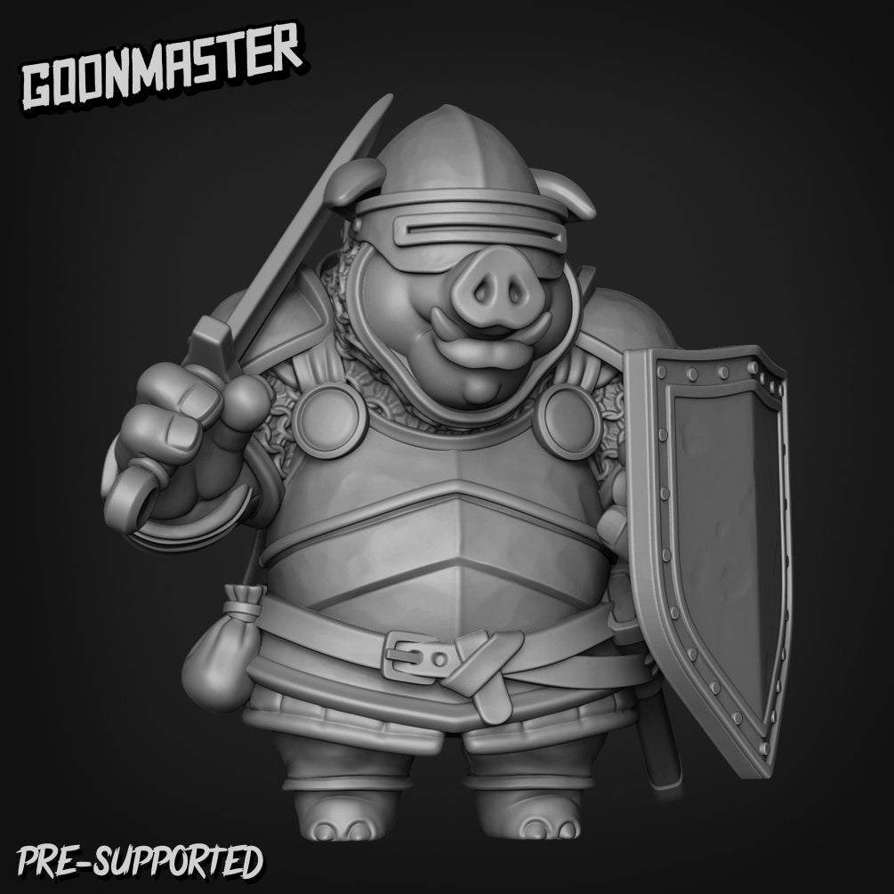 Pigfolk-Armoured Fighter 1 Miniature | Bring Your Adventures To Life - Tabletop RPG & D&D miniature. Perfect for wargaming &
