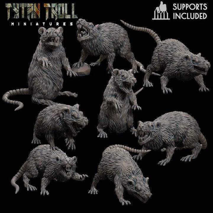 Rat Swarm 1 Miniature | Designed For Roleplaying Games - Tabletop RPG & D&D miniature. Perfect for wargaming & collectors.