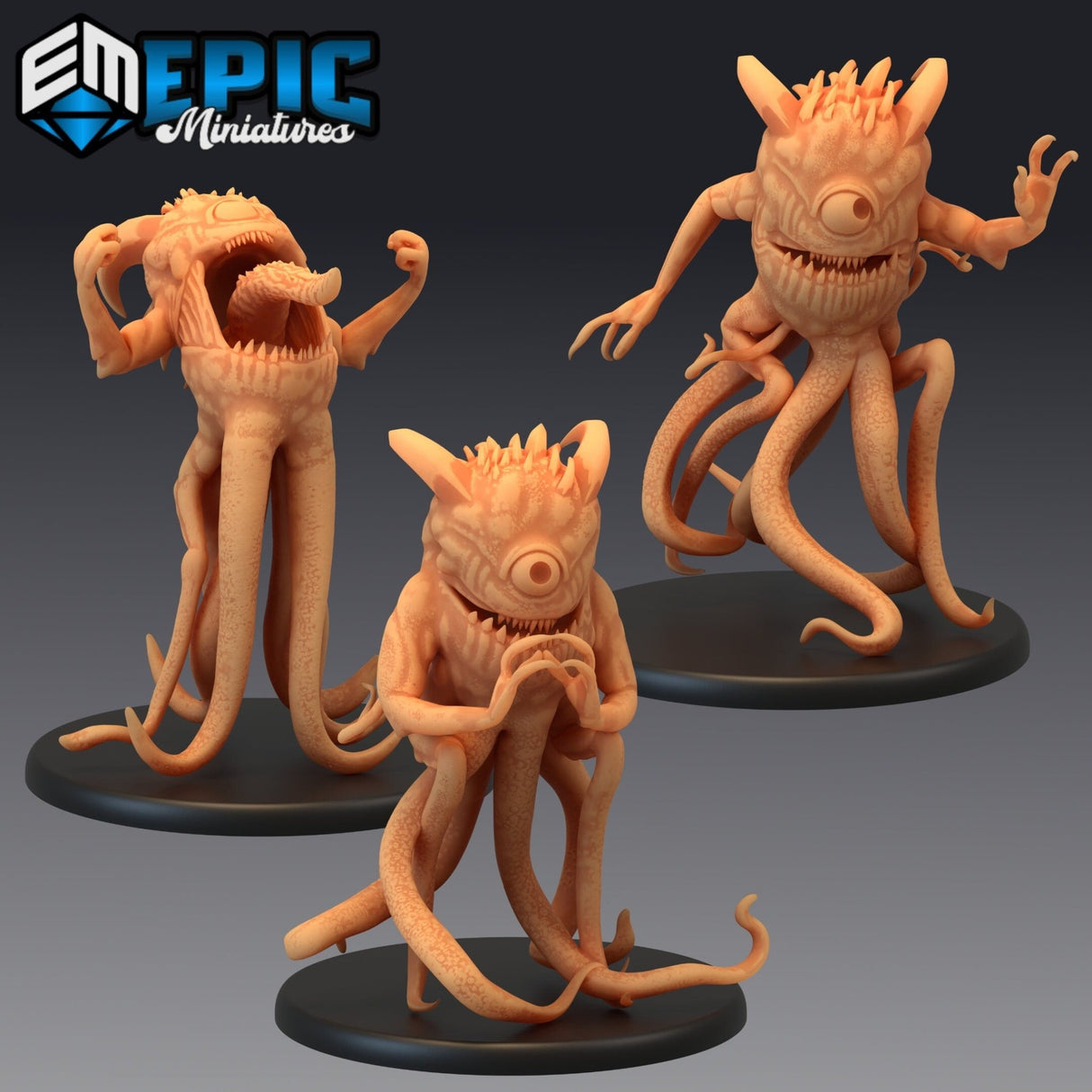 Abyssal Lurker Miniature | Set of 3 - Tabletop RPG & D&D miniature. Perfect for wargaming & collectors