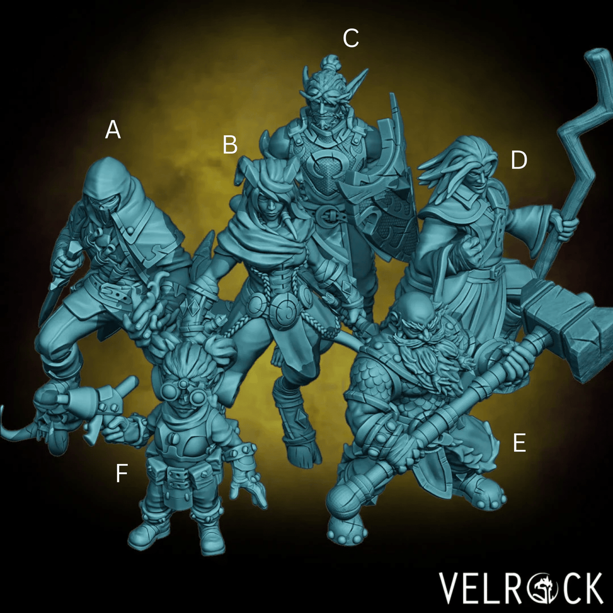 Underdark Adventure Party Miniature | Set of 6 - Tabletop RPG & D&D miniature. Perfect for wargaming & collectors