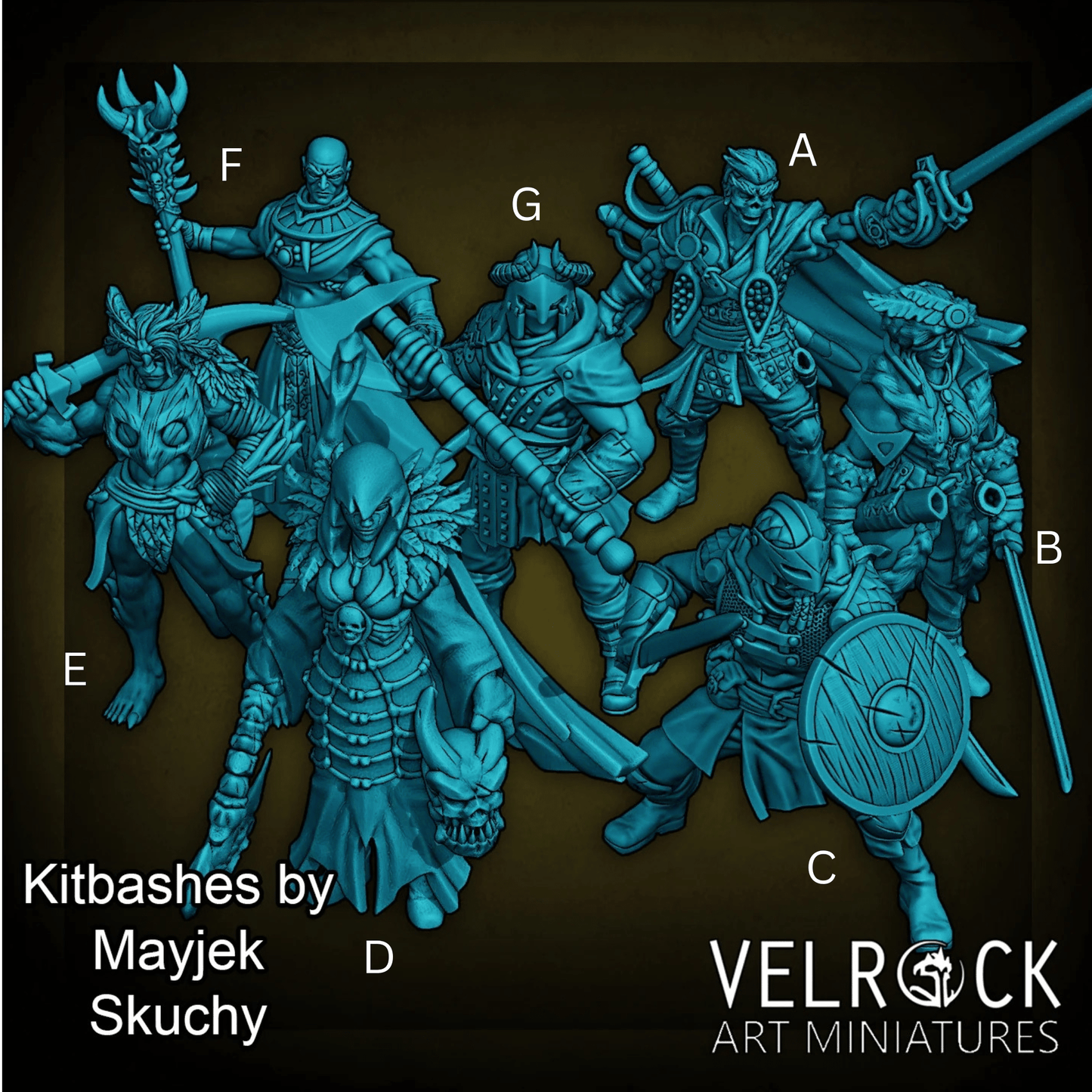 Adventures kitbashes Miniature - Set of 7 - 32mm
