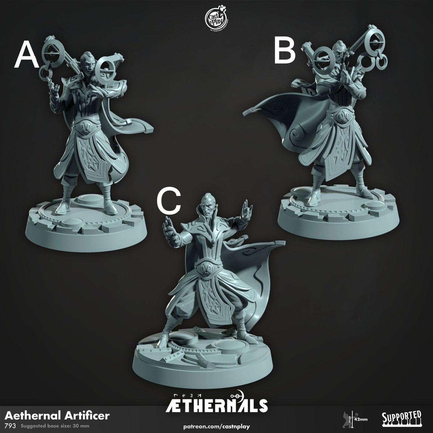 Aethernal Wizards Miniature - Wizard A - 32mm