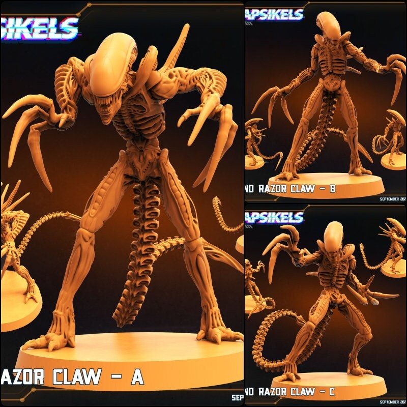 Alien Razor Claw Miniature | Full Set All Models - Tabletop RPG & D&D miniature. Perfect for wargaming & collectors