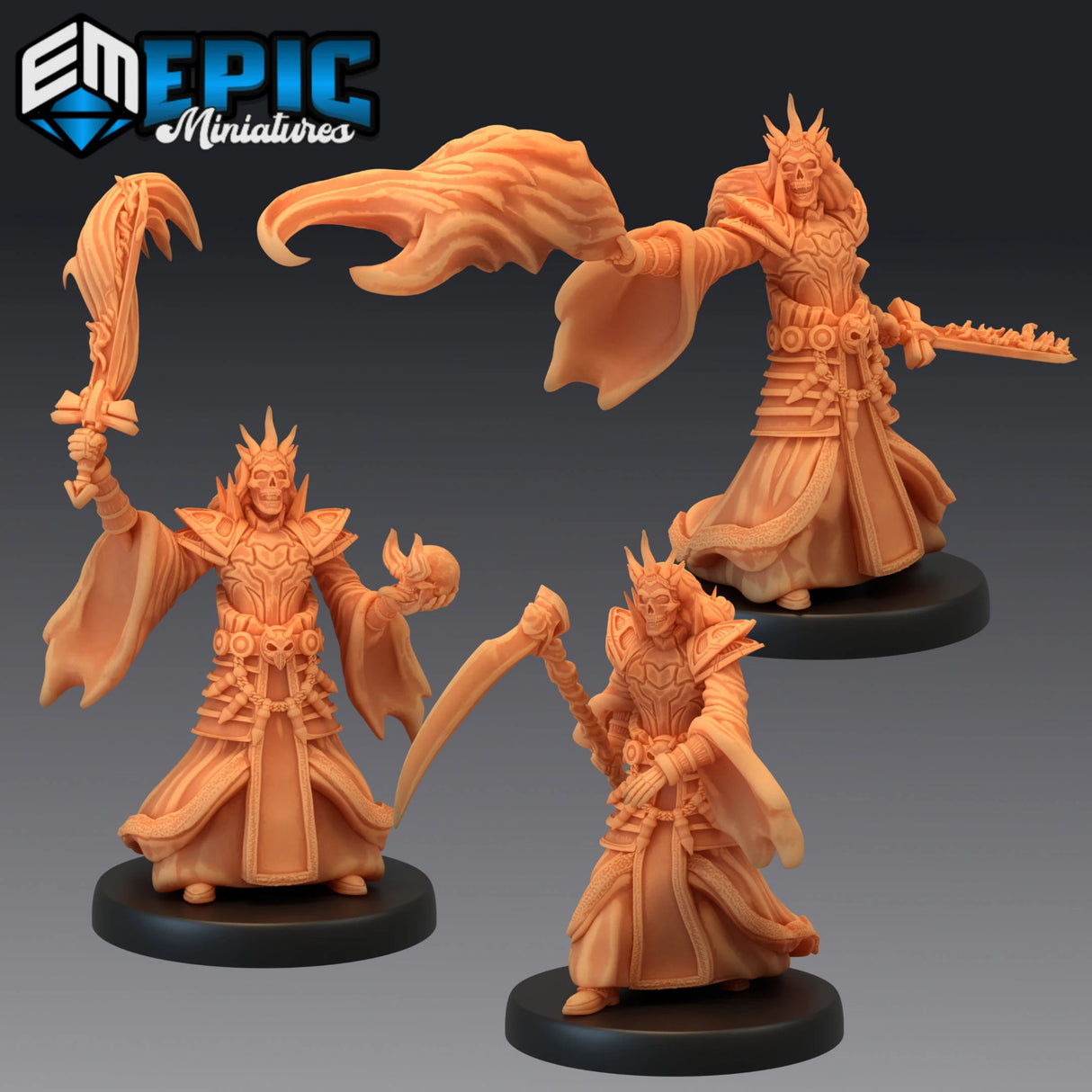 Ancient Lich Miniature | Set of 3 - Tabletop RPG & D&D miniature. Perfect for wargaming & collectors