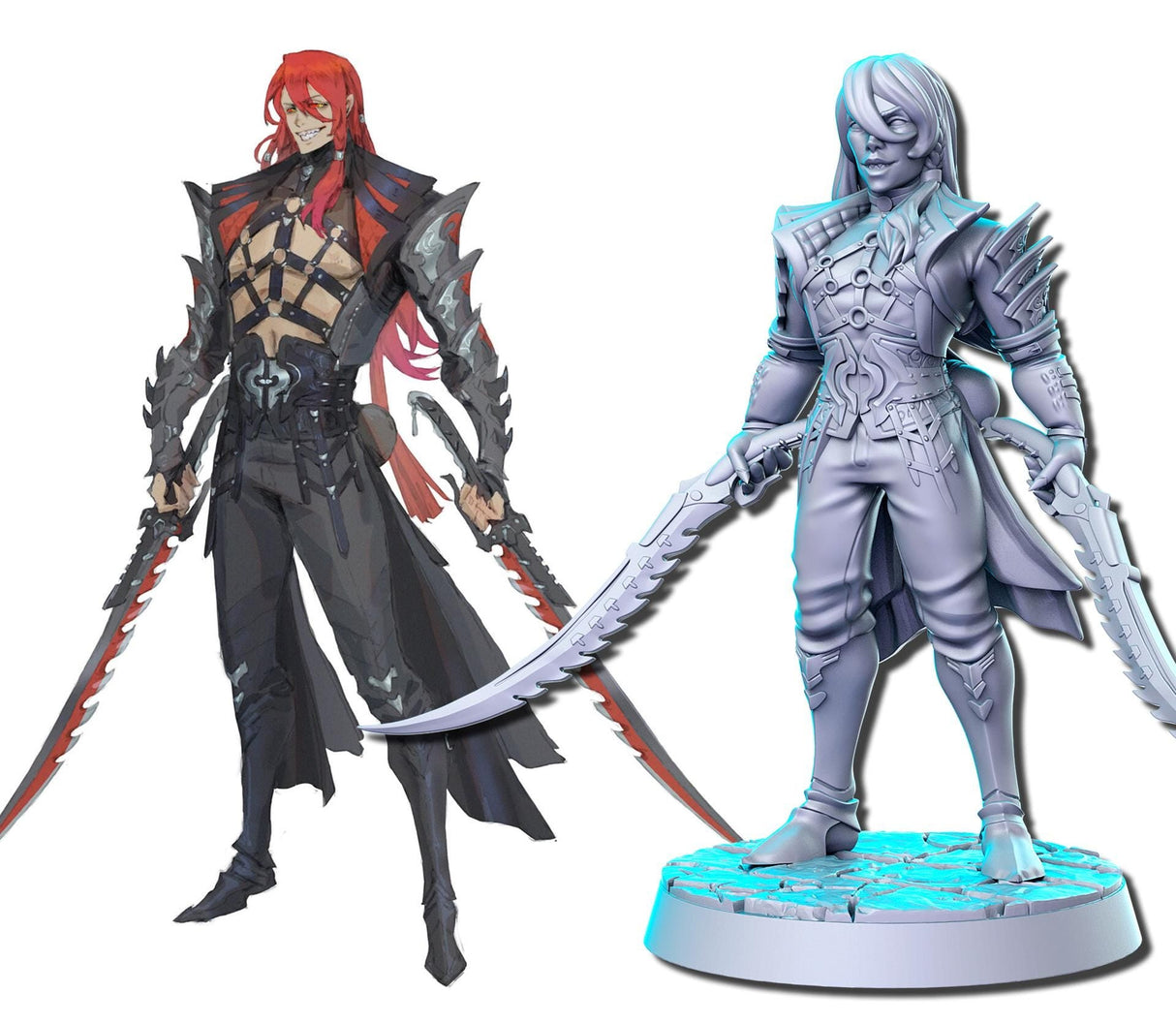 Anime Characters Miniature | Warrior 3 - Tabletop RPG & D&D miniature. Perfect for wargaming & collectors