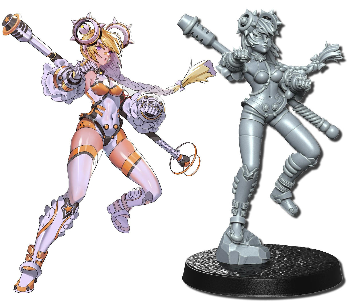 Anime Fighter Neo Warrior Miniature | Warrior 2 - Tabletop RPG & D&D miniature. Perfect for wargaming & collectors