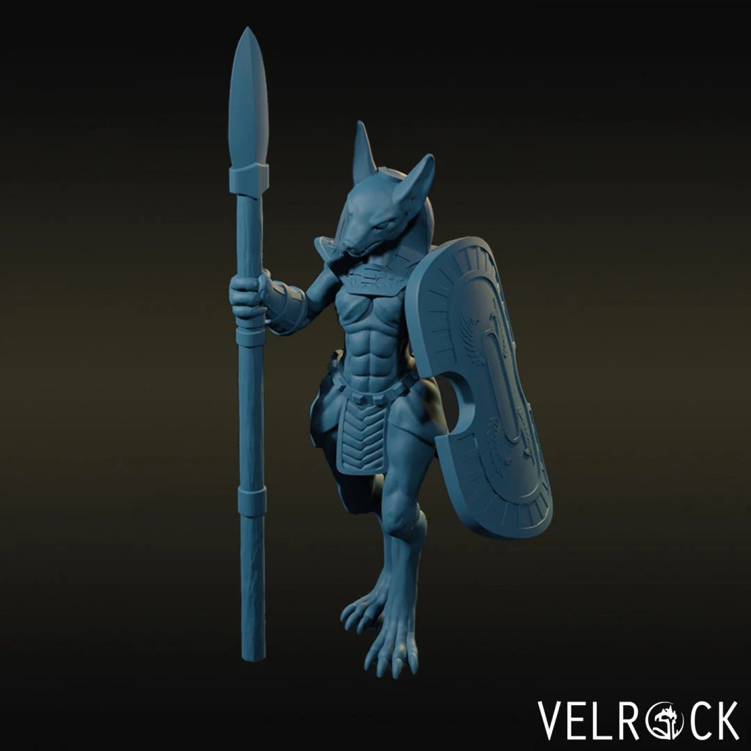 Anubis Spearmen Miniature | Left - Tabletop RPG & D&D miniature. Perfect for wargaming & collectors