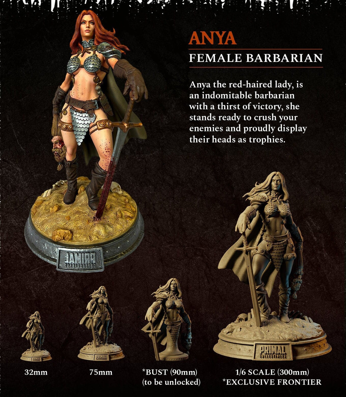 Anya, Barbarian Heroine Miniature | Anya - Tabletop RPG & D&D miniature. Perfect for wargaming & collectors