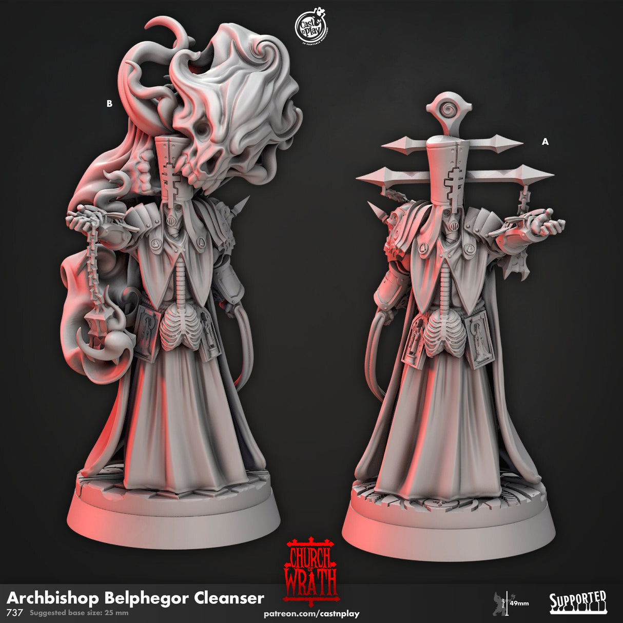 Archbishop, Priest horror Miniature | Set of 2 - Tabletop RPG & D&D miniature. Perfect for wargaming & collectors