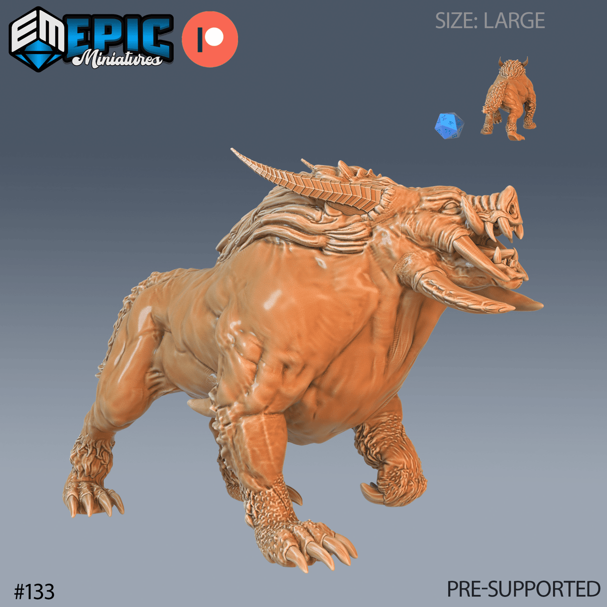 Arctic Boar Miniature | A - Tabletop RPG & D&D miniature. Perfect for wargaming & collectors