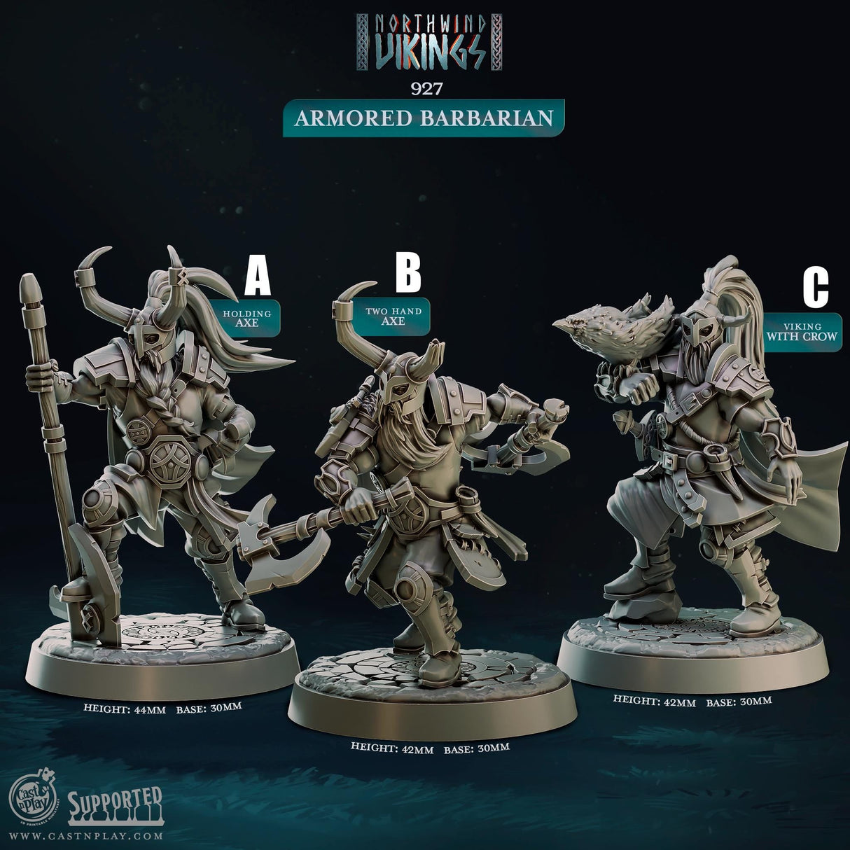 Armored Barbarians, Northwind Vikings Miniature | A - Tabletop RPG & D&D miniature. Perfect for wargaming & collectors