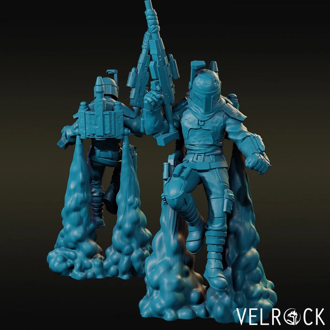 Armoured Bounty Hunter Miniature | B - Tabletop RPG & D&D miniature. Perfect for wargaming & collectors