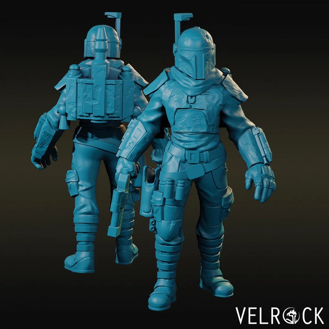 Armoured Bounty Hunter Miniature | C - Tabletop RPG & D&D miniature. Perfect for wargaming & collectors