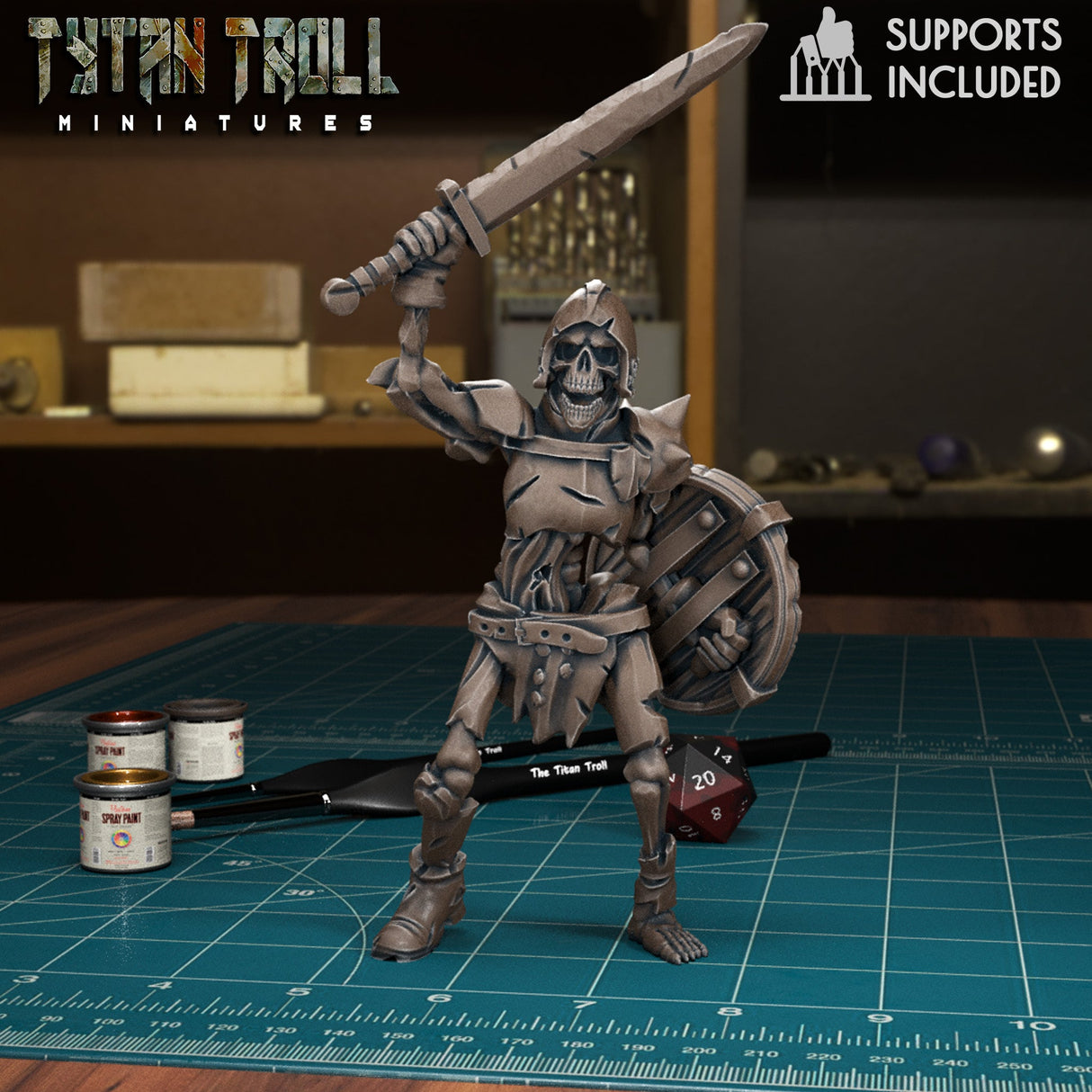 Armoured Skeleton Miniature | J - Tabletop RPG & D&D miniature. Perfect for wargaming & collectors