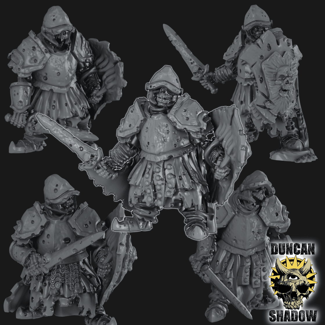 Armoured skeletons Guards Miniature | Set of 5 - Tabletop RPG & D&D miniature. Perfect for wargaming & collectors
