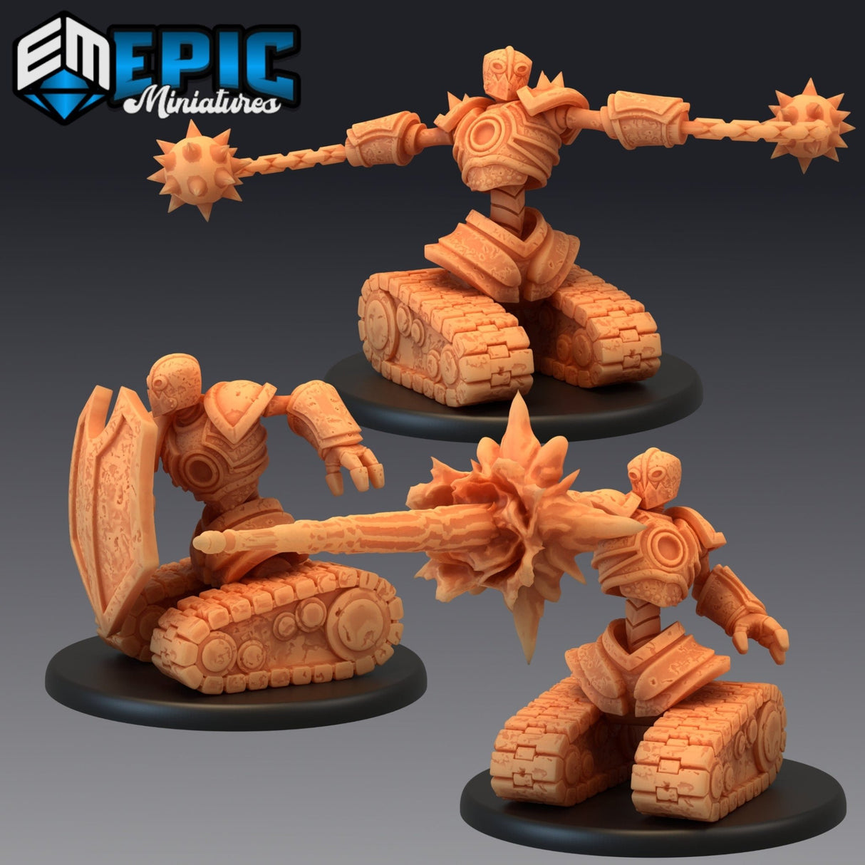 Assault Tank Robot Miniature | Set of 3 - Tabletop RPG & D&D miniature. Perfect for wargaming & collectors