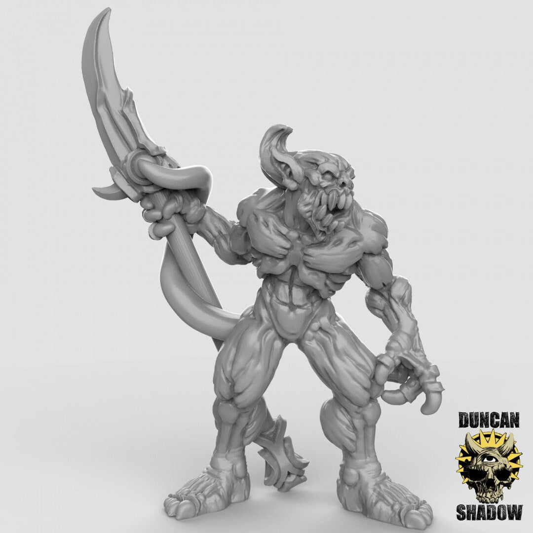 Babau Spearmen Miniature | B - Tabletop RPG & D&D miniature. Perfect for wargaming & collectors