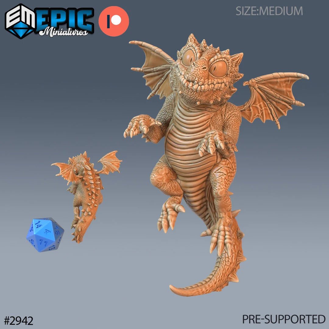 Baby Red Dragon Miniature | C - Tabletop RPG & D&D miniature. Perfect for wargaming & collectors