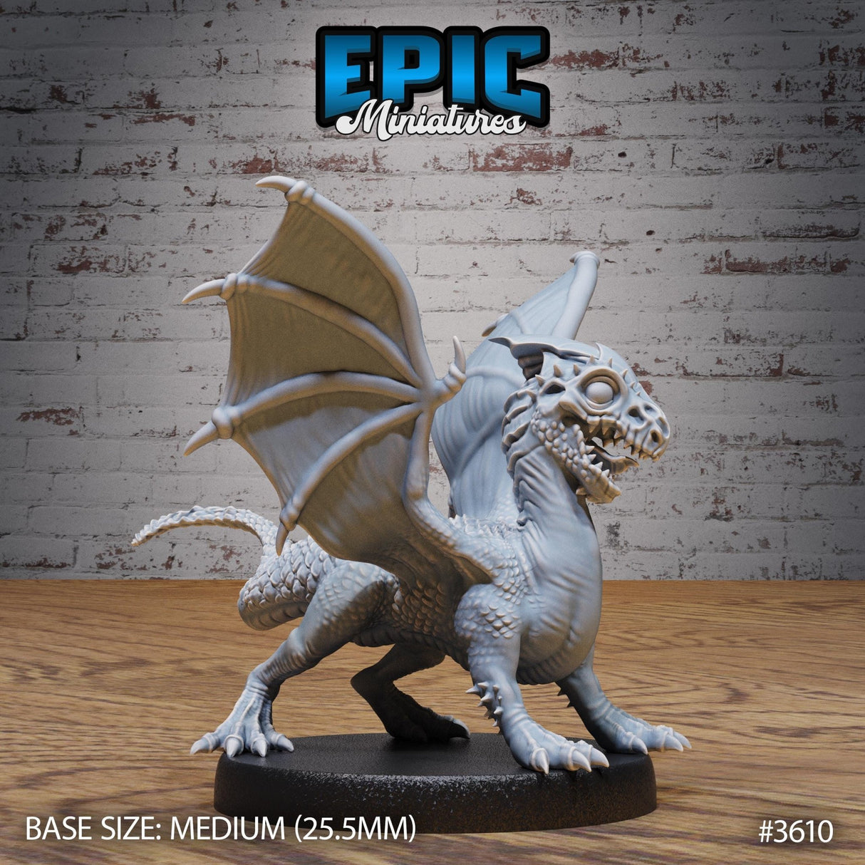 Baby White Dragon Miniature | 3610 - Tabletop RPG & D&D miniature. Perfect for wargaming & collectors
