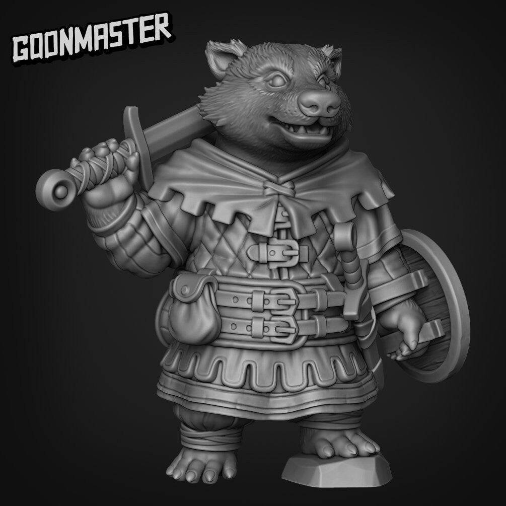 Badger Folk S Miniature | D - Tabletop RPG & D&D miniature. Perfect for wargaming & collectors