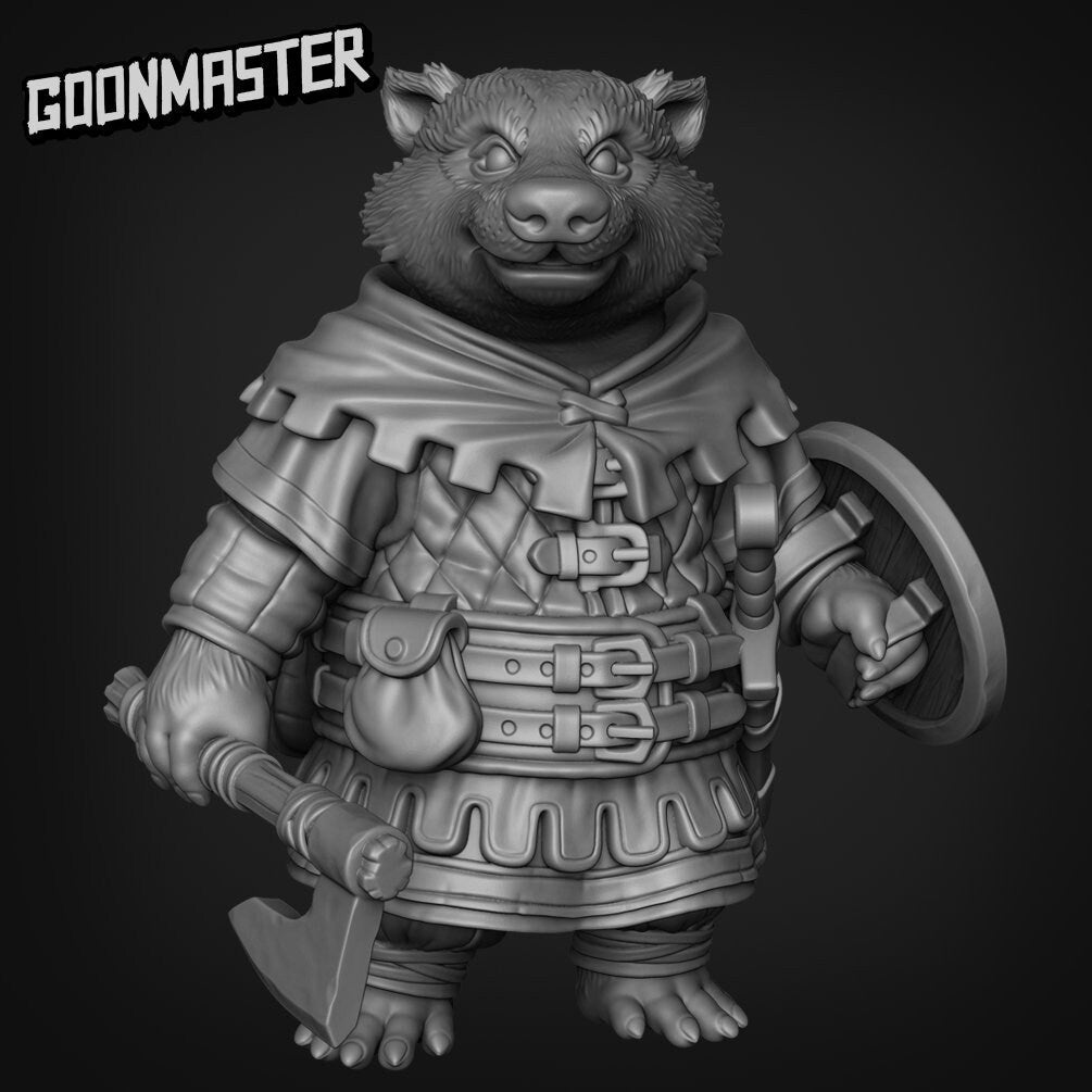 Badger Folk S Miniature | F - Tabletop RPG & D&D miniature. Perfect for wargaming & collectors