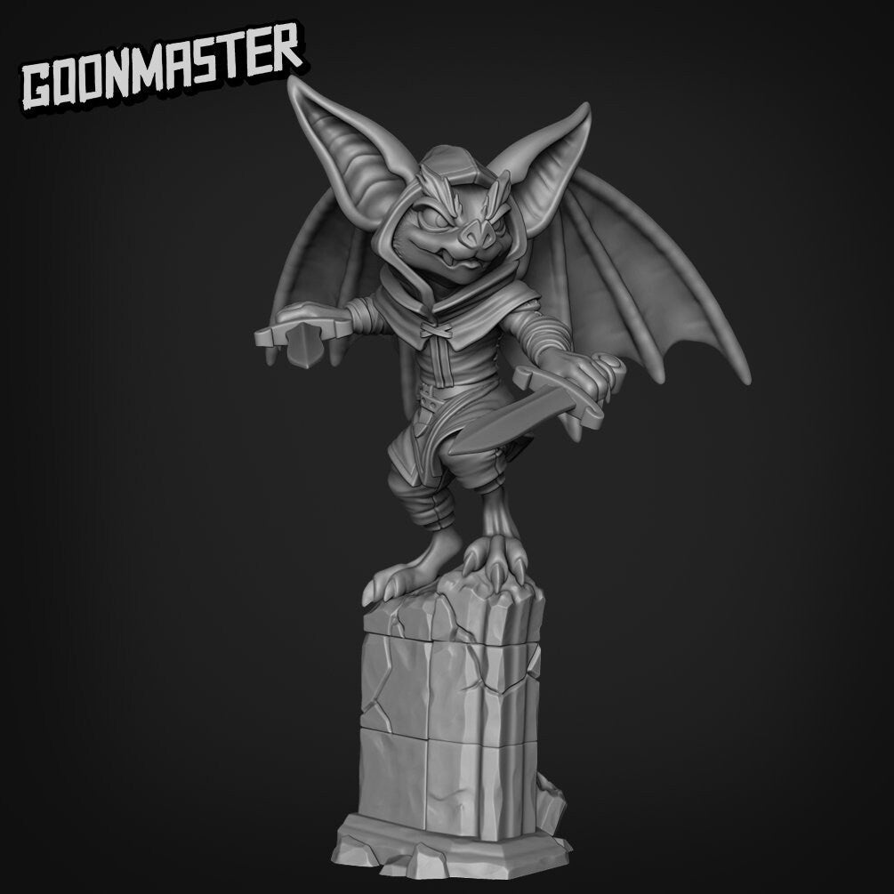 Bat Folk hooded Rogue Miniature | GL0007 - Tabletop RPG & D&D miniature. Perfect for wargaming & collectors