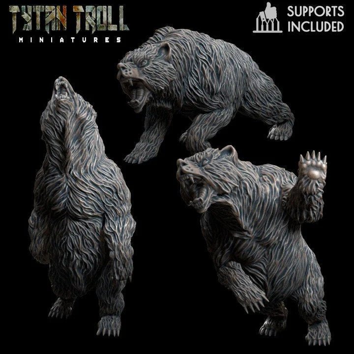 Bear Bundle Miniature | Set of 3 - Tabletop RPG & D&D miniature. Perfect for wargaming & collectors