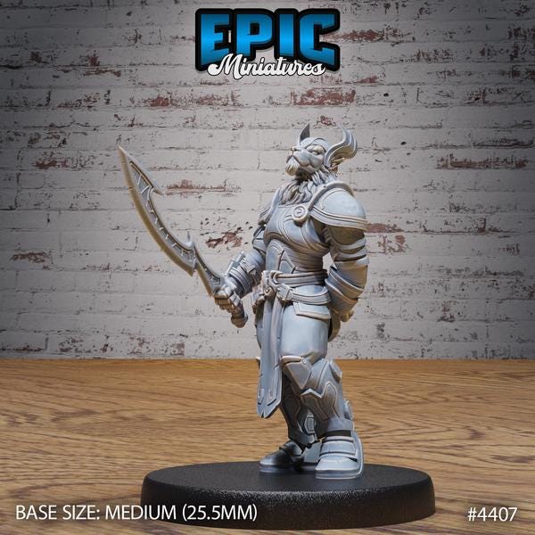 Beast Folk Paladin Miniature | 4407 - Tabletop RPG & D&D miniature. Perfect for wargaming & collectors