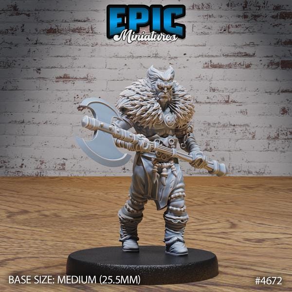 Beast Master, Human Barbarian Miniature | 4672 - Tabletop RPG & D&D miniature. Perfect for wargaming & collectors