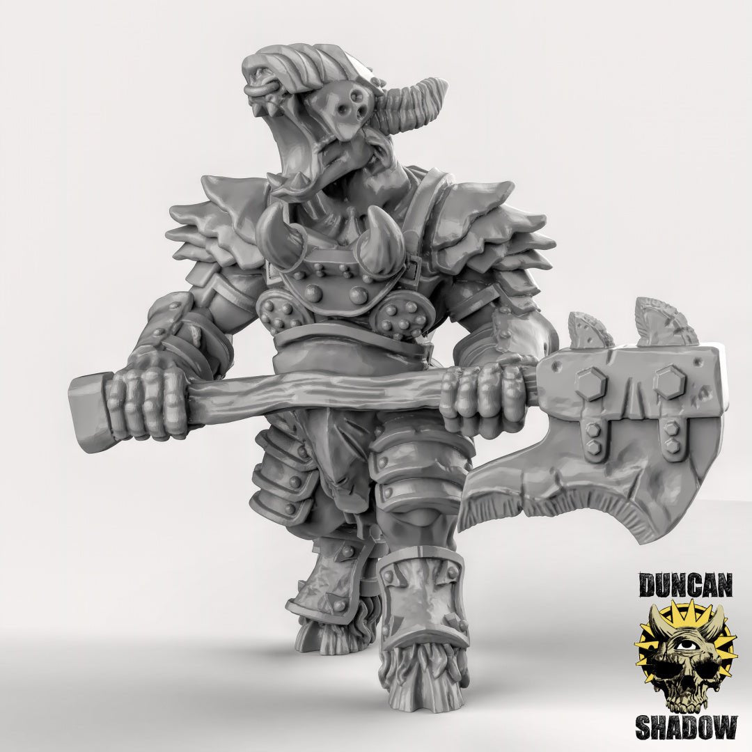Heavy Armoured Elite Beastmen Miniature | A - Tabletop RPG & D&D miniature. Perfect for wargaming & collectors