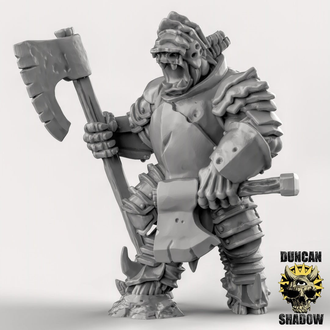 Heavy Armoured Elite Beastmen Miniature | B - Tabletop RPG & D&D miniature. Perfect for wargaming & collectors