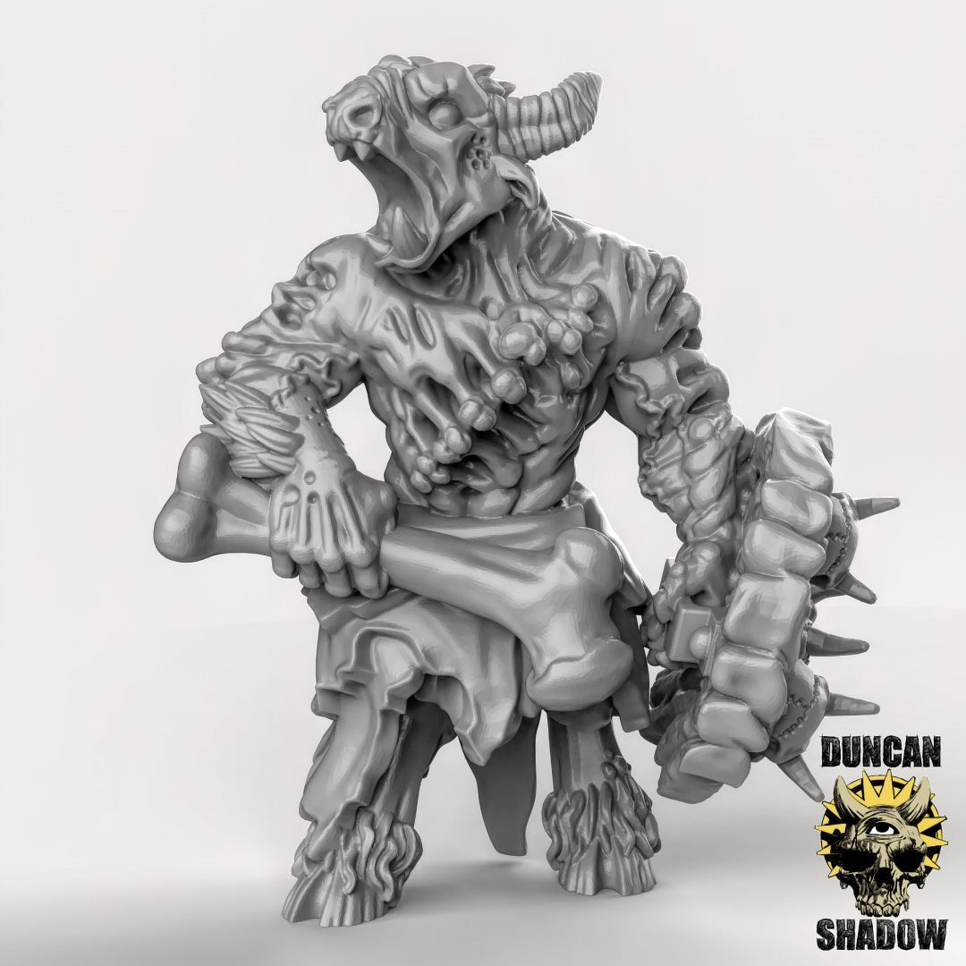 Beastmen with shields Miniature | B - Tabletop RPG & D&D miniature. Perfect for wargaming & collectors