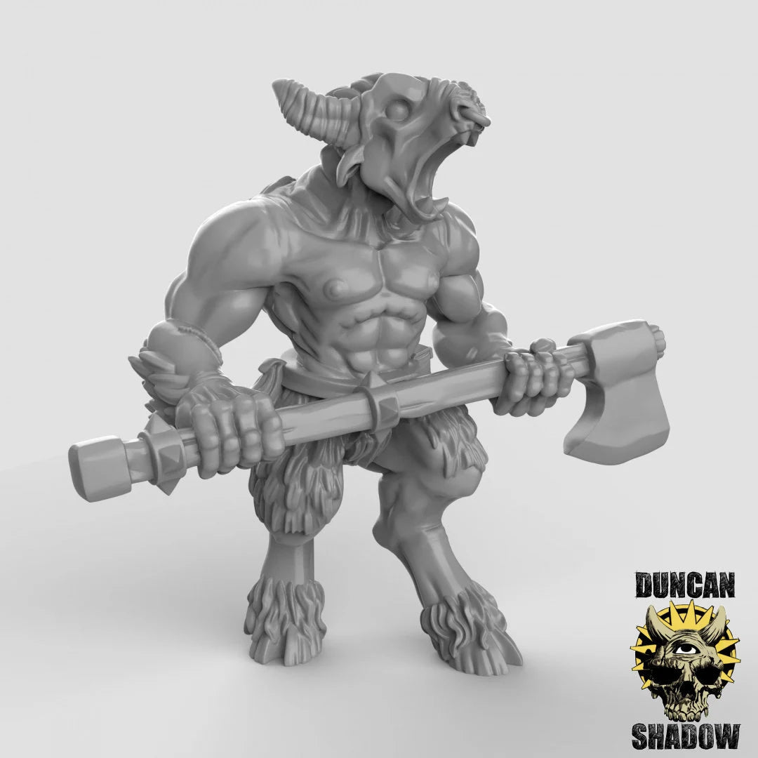 Beastmen two Handed Miniature | A - Tabletop RPG & D&D miniature. Perfect for wargaming & collectors