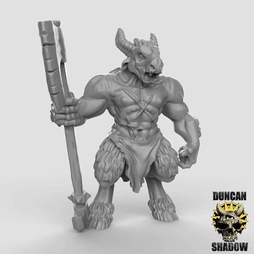 Beastmen two Handed Miniature | B - Tabletop RPG & D&D miniature. Perfect for wargaming & collectors