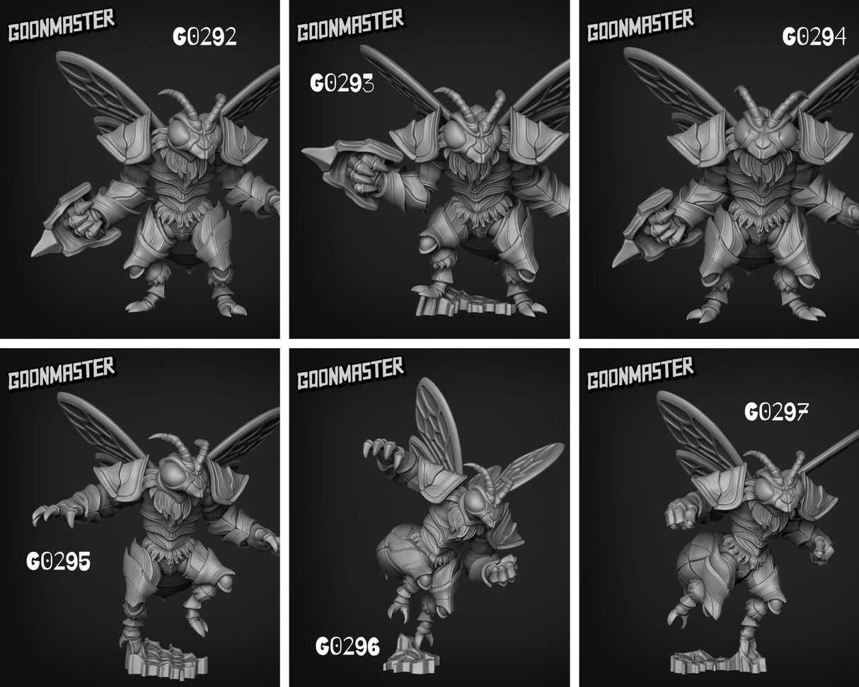 Bee Folk Bug Miniature | Set of 6 - Tabletop RPG & D&D miniature. Perfect for wargaming & collectors
