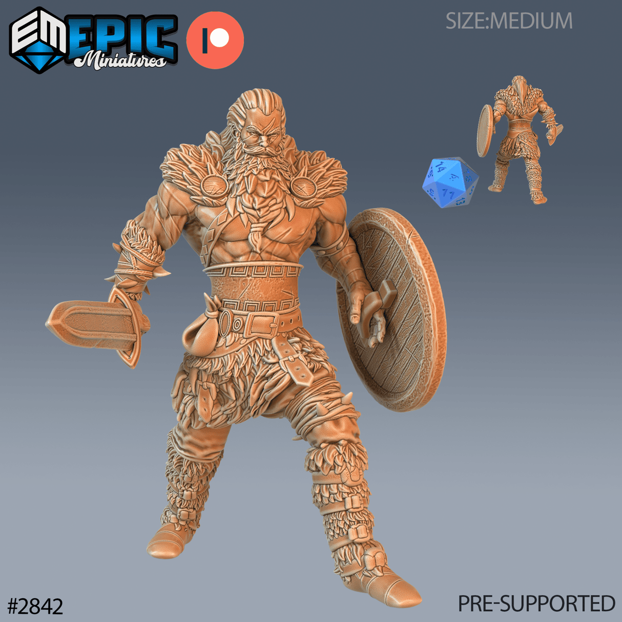 Berserker raider Viking Miniature | A - Tabletop RPG & D&D miniature. Perfect for wargaming & collectors