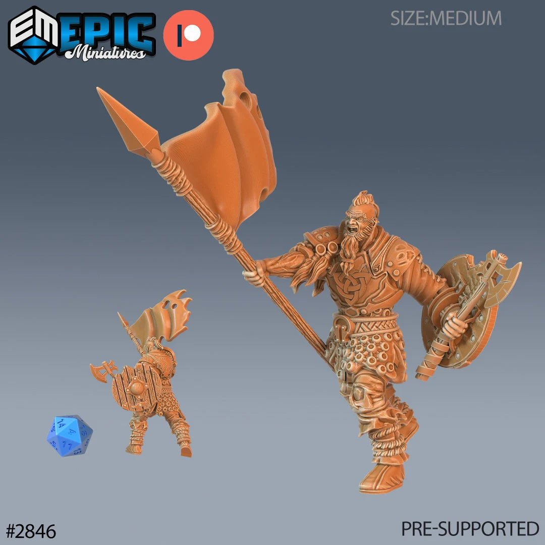 Berserker Viking Miniature | B - Tabletop RPG & D&D miniature. Perfect for wargaming & collectors