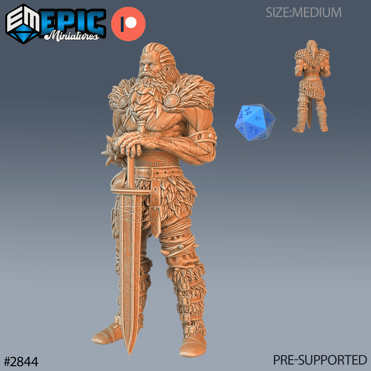 Berserker raider Viking Miniature | C - Tabletop RPG & D&D miniature. Perfect for wargaming & collectors