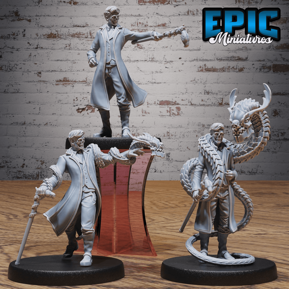 Blue Warlock Miniature | Set of 3 - Tabletop RPG & D&D miniature. Perfect for wargaming & collectors