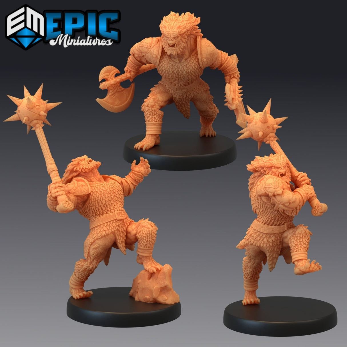 BugBear warrior Miniature | Set of 3 - Tabletop RPG & D&D miniature. Perfect for wargaming & collectors