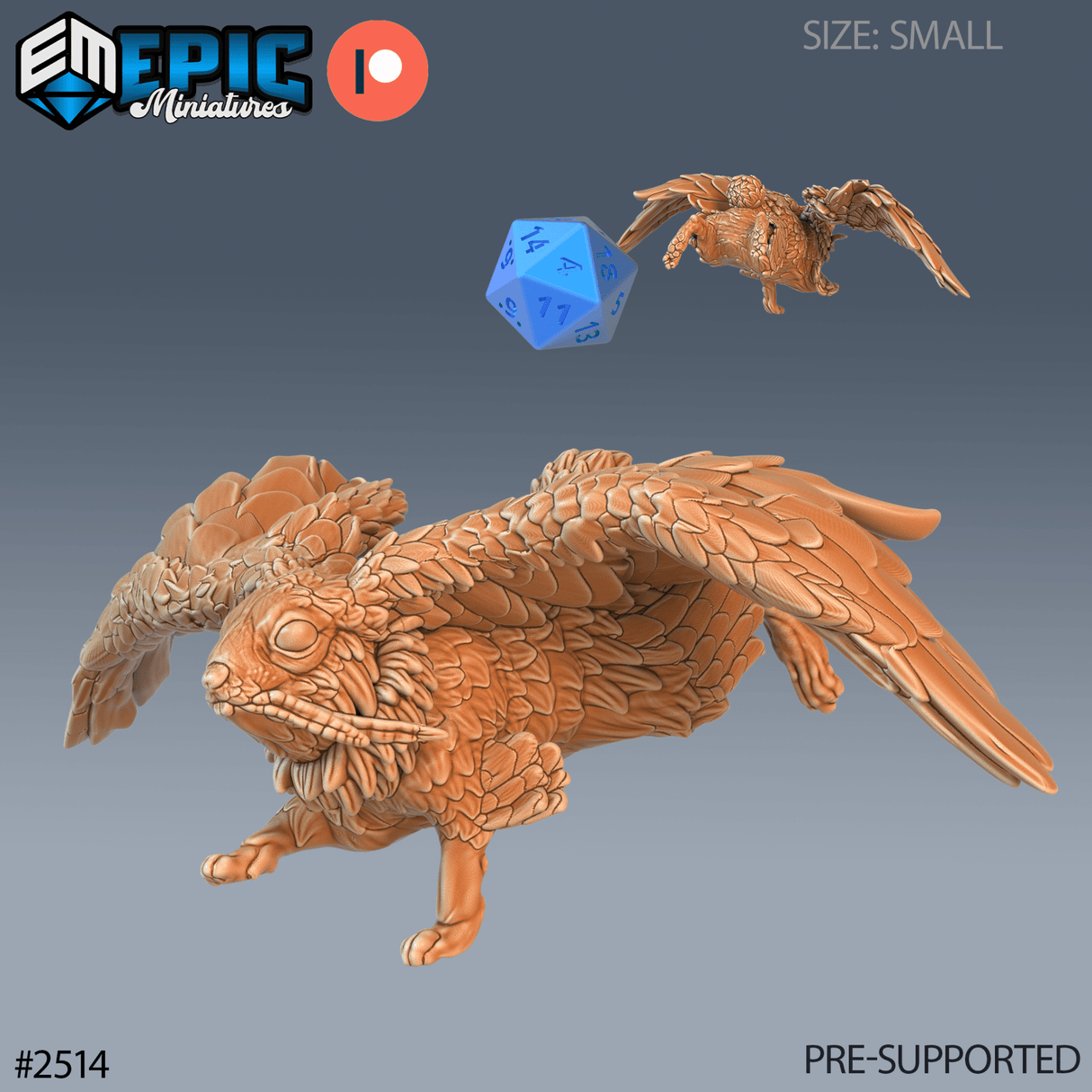 Bunnys Flying Miniature | B - Tabletop RPG & D&D miniature. Perfect for wargaming & collectors