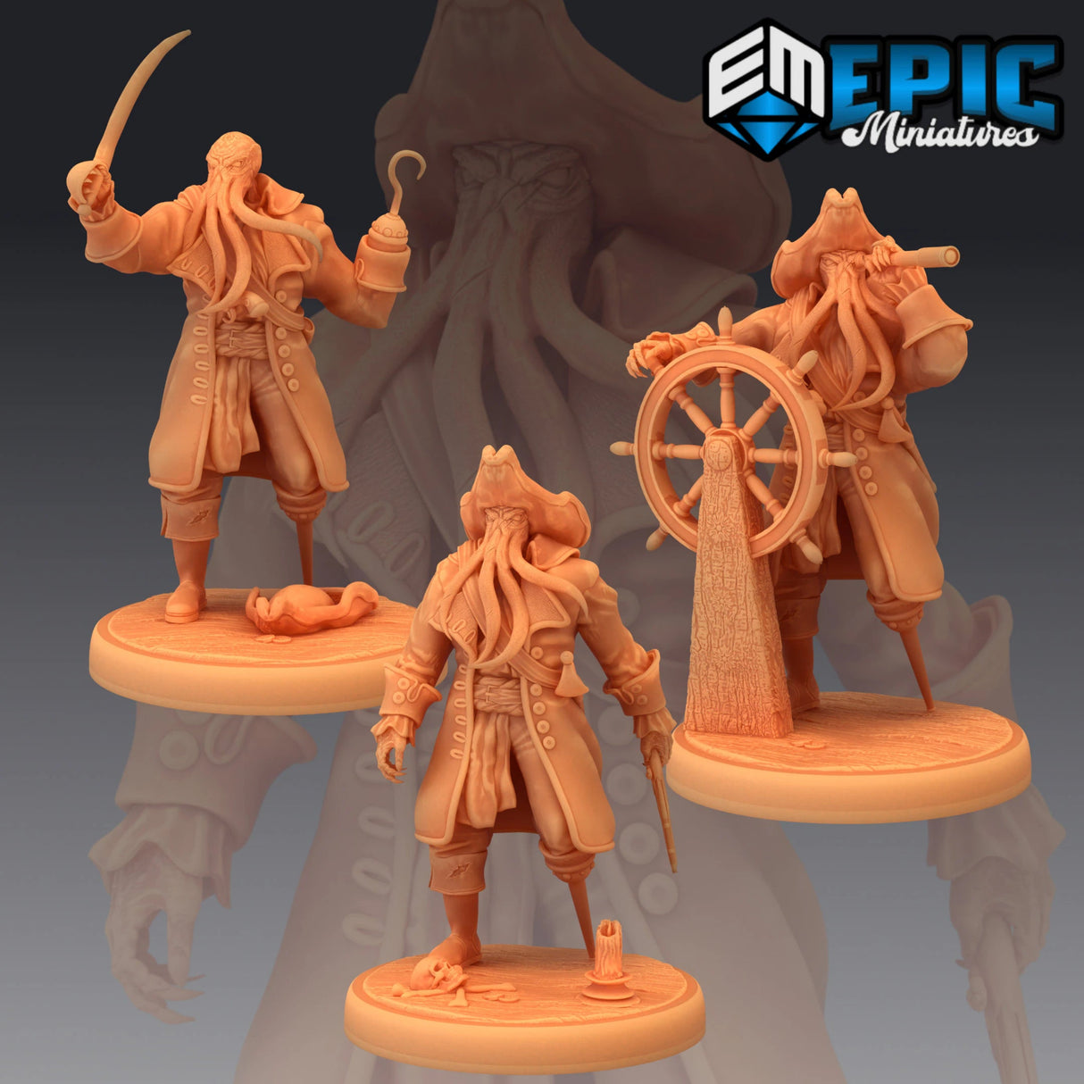 Captain Ahathid Miniature | Set of 3 - Tabletop RPG & D&D miniature. Perfect for wargaming & collectors