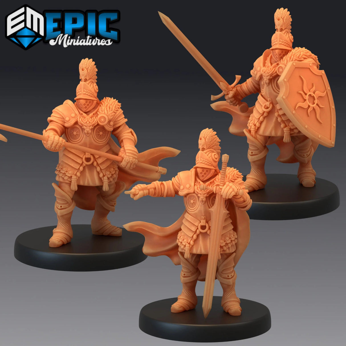 Castle Knight Miniature | Set of 3 - Tabletop RPG & D&D miniature. Perfect for wargaming & collectors