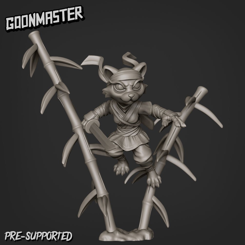 Female Cat Folk Ninja Miniature | C - Tabletop RPG & D&D miniature. Perfect for wargaming & collectors